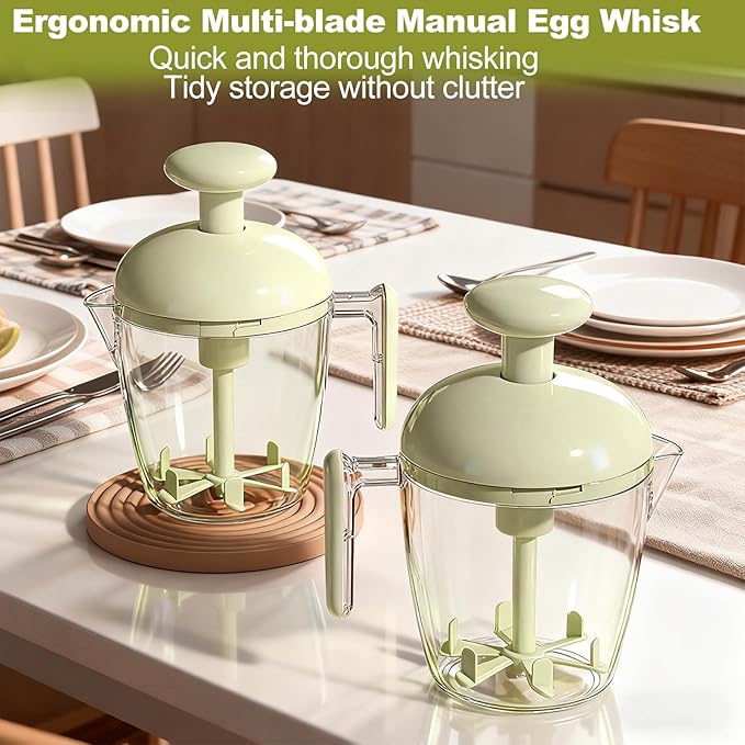 Manual Egg Beater, Manual Hand Mixer with Filter Cup, Multifunctional Press Rotate Mixing Tool with Strainer for Kitchen Baking Cooking