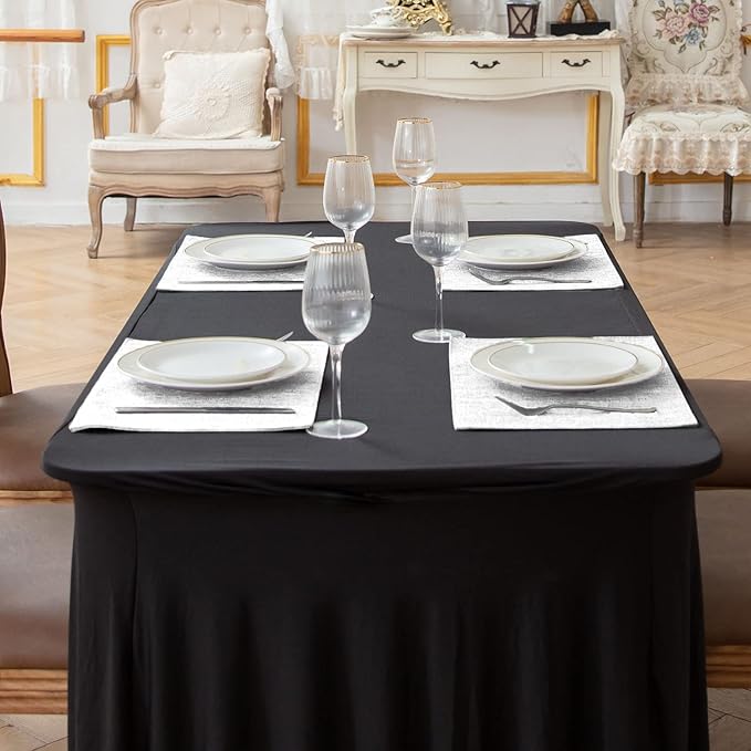 Rinpon Cloth White Placemats Set of 8, Linen Type Fabric Placemats Machine Washable Heat Resistant Placemats Polyester Place Mats for Halloween, Thanksgiving and Christmas Dining Table (White)