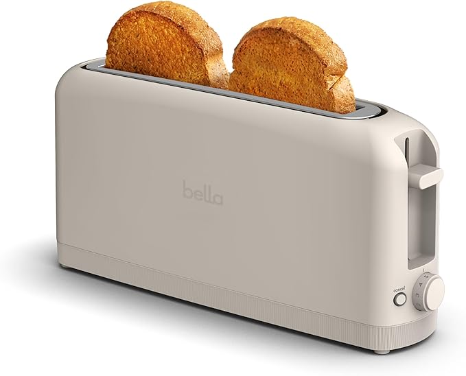 bella 2 Slice Slim Toaster, Fits-anywhere??Kitchenware, 6 Setting Shade Control with Reheat & Cancel Buttons, Fits sourdough, 10??Long Slot, Anti Jam & Auto Shutoff, 900 Watt, Oatmilk