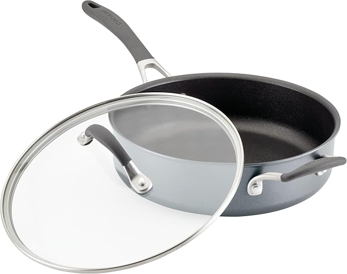 Circulon A1 Series with ScratchDefense Technology Nonstick Induction Saut챕 Pan with Helper Handle and Lid, 5 Quart, Graphite