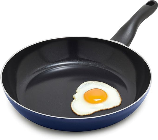Deco 11??Nonstick Frying Pan Skillet, Made in Italy, Diamond Ceramic PFAS-Free, Dishwasher & Metal Utensil Safe, Durable Gloss Enamel Finish, Stay-Cool Handle, High Walls-Extra Room, Blue