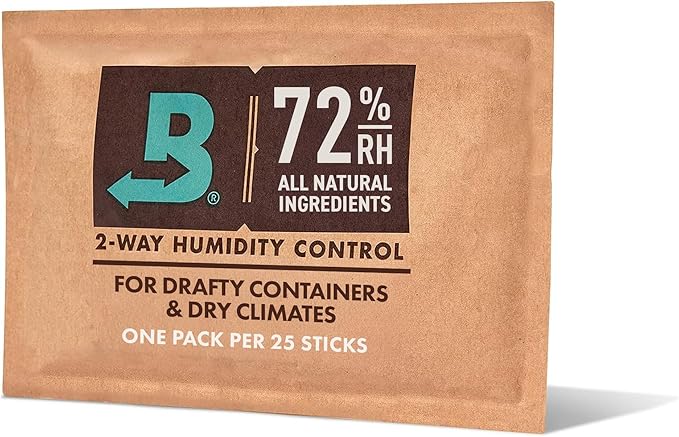 Boveda 72% Two-Way Humidity Control Pack for Storing Up to 25 Items ??Single ??for Wood Containers ??Moisture Absorber ??Humidifier Pack ??Individually Wrapped Hydration Packet