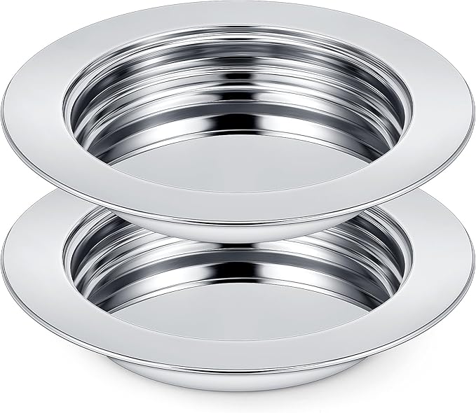 Zhehao 2 Pcs Communion Plates for Church Communion Bread Tray Plate Church Supplies Set Polished Stainless Steel Tray (Silver)