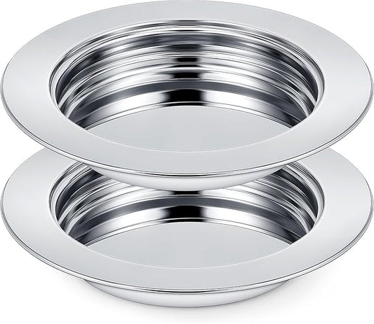 Zhehao 2 Pcs Communion Plates for Church Communion Bread Tray Plate Church Supplies Set Polished Stainless Steel Tray (Silver)