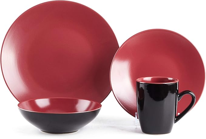 Colors Life 16pc Dinnerware Set竊똙ery Berry - 4 Assorted Colors Beige, Berry, Plum, and Rose