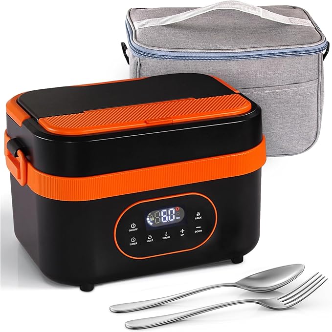 Tadcmey 1.5L Cordless Electric Lunch Box, Rechargeable 18000mAh Battery Powered Portable Food Warmer, Auto Temperature Control,Self Heating Portable Lunch Box
