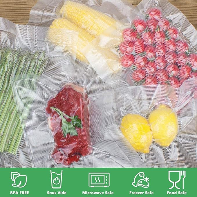 Vacuum Sealer Bags Rolls (2-Pack), 8??X 50??Heavy Duty Commercial Grade Embossed Bags for Food Preservation Freezer Sous Vide Cooking(Total 100 Feet)