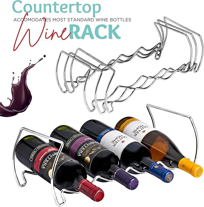 Sorbus Metal Wine Racks Countertop - 3 Tier Stackable Wine Rack - Bottle Rack Holds 12 Wine Bottles for Home, Bar, or Wine Cellar, Free-Standing Wine Rack for Inside Cabinet Wine Storage (Silver)