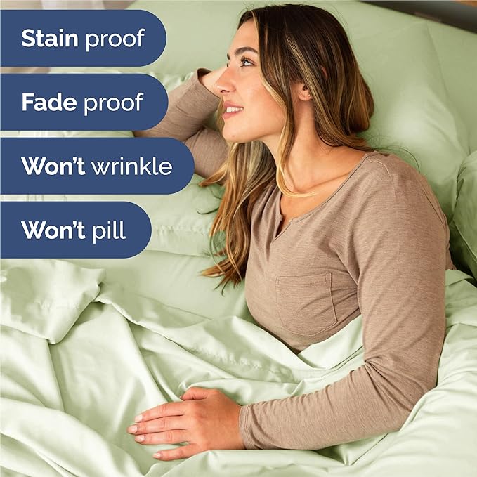 Split King 7 Piece Sheet Set - Cooling & Breathable Bed Sheets - Hotel Luxury Bed Sheets for Women, Men, Kids & Teens - Deep Pockets - Easy Fit - Soft and Wrinkle Free - Split King Light Sage Sheets