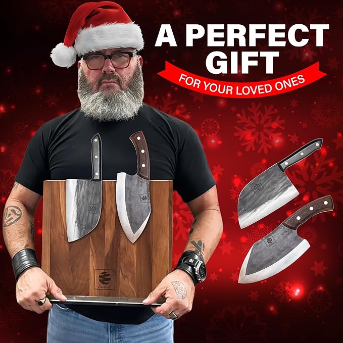COOLINA The Real Duo Lixy & Promaja High Carbon Steel Knife Set | Versatile Handmade Knives for Chopping & Dicing, Full Tang, Ergonomic Handles | Perfect for BBQ & Grill