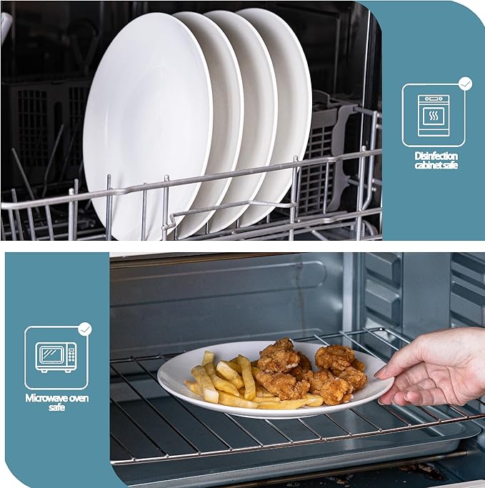 White Salad Plates Set of 6, 8.5 Inch Ceramic Plates ??White Porcelain Appetizer & Dessert Plates for Kitchen, Salad, Snack & Everyday Use, Microwave & Dishwasher Safe