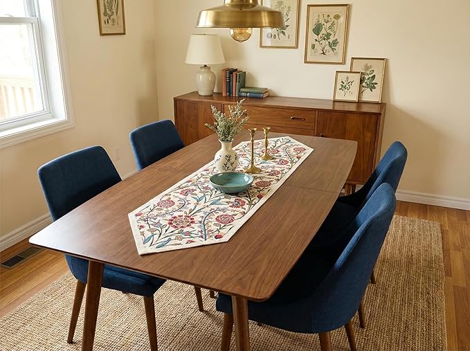 Jacquard Woven Floral Table Runner 18x55 inches ??Rustic Gobelin Tapestry Dining Table Decor, Durable Cotton & Polyester Blend Fabric, Vintage Farmhouse Style, Machine Washable Easy Care (Pattern 1)