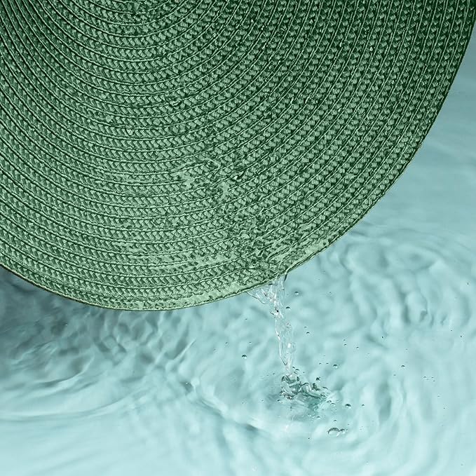 FunWheat Round Braided Placemats Set of 4 Table Mats for Dining Tables Woven Washable Non-Slip Place mats 15inch (Green, 4pcs)