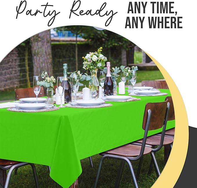 Exquisite 66% Thicker Premium Plastic Table Cloth Rectangle Table Cover 0.5 Mil 24 Pack Lime Green Table Cloth 54 Inch x 108 Inch Disposable Tablecloth Won't Tear Easily Like Cheap Thin Brands
