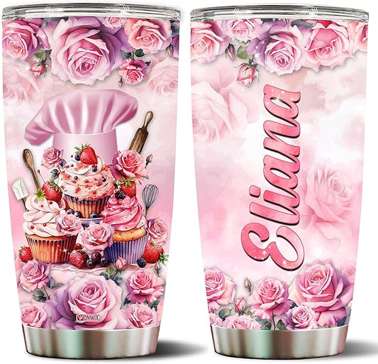 WONWIX Personalized Baking Gifts for Mom, Women, Wife, Daughter, Christmas, Birthday, Mother's Day, Valentine Gift for Baker, Coffee Cup Travel Mug Tumbler Insulated 20oz Stainless Steel