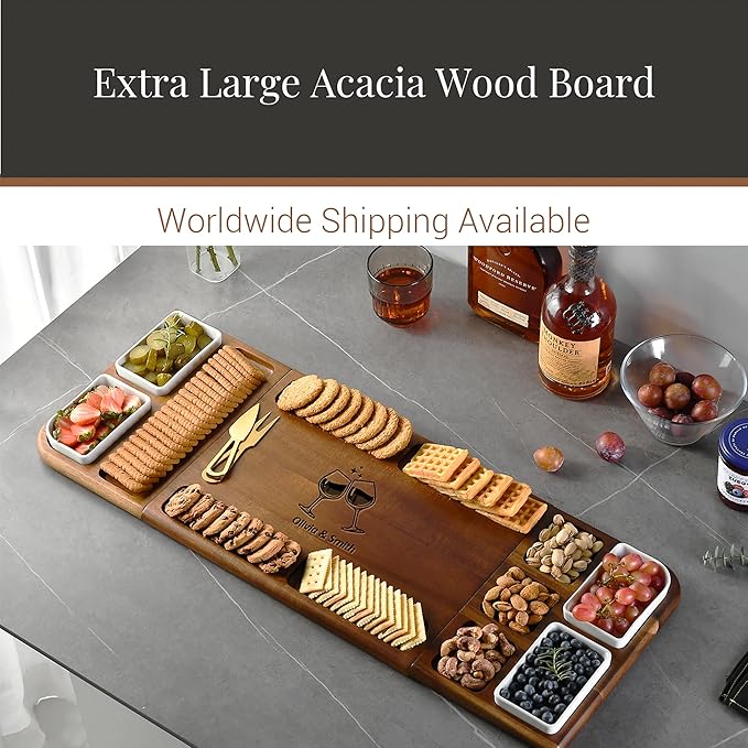 Shanik Premium Charcuterie Board - Extra Large Magnetic Double-Sided Cheese/Meat Serving Tray & Cutting Board - Gift for Weddings, Bridal Showers, Housewarming - Kitchen Essential, Quality 31 쩍 inches