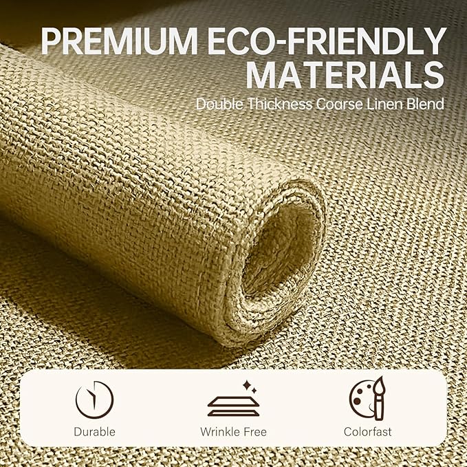 Blue Forest | Rectangular Faux Linen Placemats Set of 8 | Dual- Layered Thickened for Durability | Heat Resistant | Machine Washable | Wrinkle Free for Easy Care Indoor/Outdoor Use - Beige