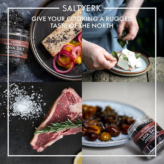 Saltverk Salt Gift Sets - Flaky, Lava, Birch Smoked, Arctic Thyme Sea Salts- Gourmet, Icelandic, Hand Harvested and Sustainably Made - Both 4 pk and 2 pk (3.17 Oz (Pack of 2), Flaky and Lava)