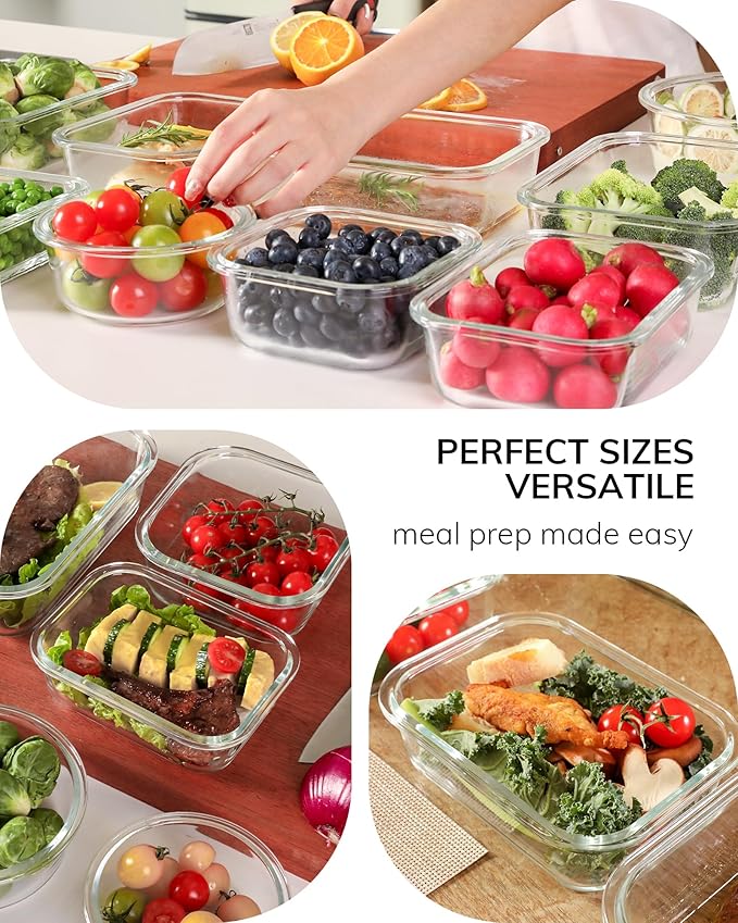 2-Pack Glass Food Storage Containers with Tempered Lids (21.3oz/2.7cup) - Airtight Snap Lock, Microwave & Oven Safe (-4?? 950째F), Freezer to Baking Dish, BPA-Free, Gift Box (Pink)