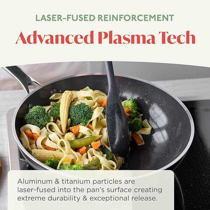 Orfeo 11??Nonstick Frying Pan, Made in Italy, Diamond Ceramic PFAS-Free Cookware, Induction Ready, Scratch Resistant, Laser-Fused Surface for Durability, Dishwasher Safe, Black