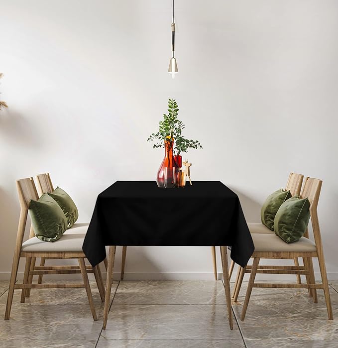 Utopia Kitchen Rectangle Table Cloth 2 Pack(60x102 Inches, Black), Tablecloth Machine Washable, Polyester Table Cover for Dining, Buffet Parties, Picnics, Events, Weddings and Restaurants