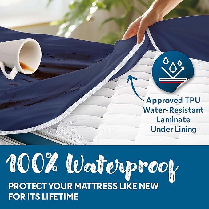 Guardmax Jersey Knitted Sleeper Sofa Zippered Mattress Encasement - Waterproof & Bed Bug Proof Mattress Protector - Comfortable, Soft, and Noiseless Zippered Bedding - Dust Mite Proof (60 x 72 x 5)