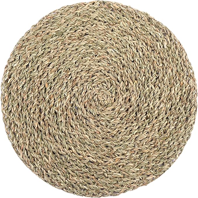 Table Mats Set of 6, Round Seagrass Placemats, Rattan Chargers for Dinner Plates, Place Mats, Charger Plates, Wicker Chargers for Dinner Plates, Manteles Individuales De Mesa, Diameter 11.8 in