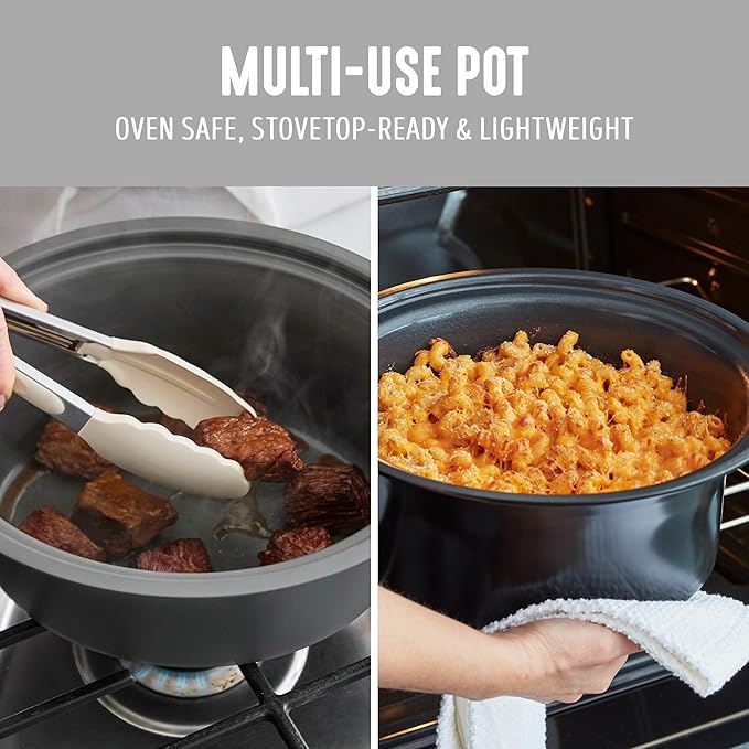 GreenLife 3.5QT Slow Cooker, PFAS-Free Non-Toxic Ceramic Nonstick Removable Interior Bowl, Programmable, Keep Warm, Stovetop & Oven Safe Pot, Dishwasher Safe Crock & Glass Lid, White
