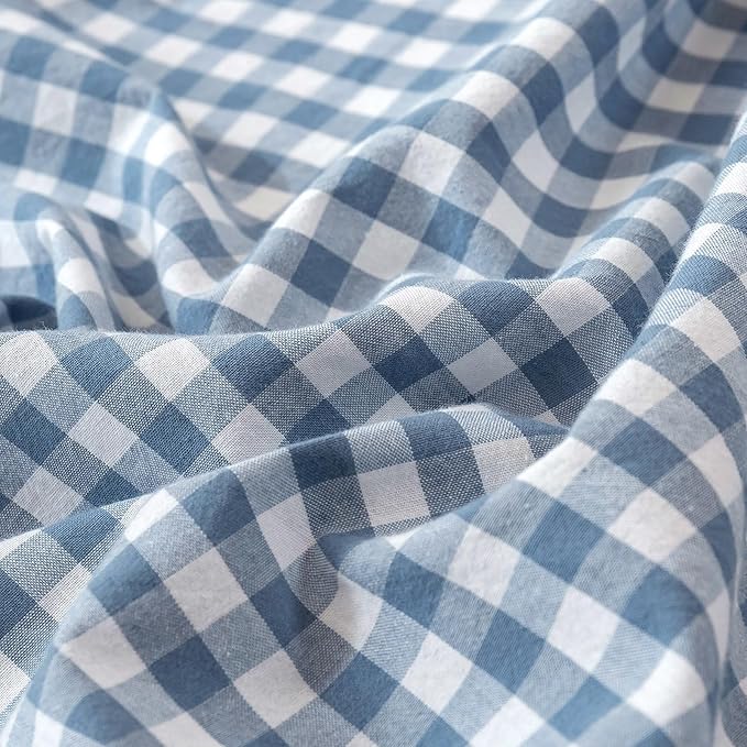 LifeTB Twin XL Comforter Set Blue Gingham Comforter with 2 Pillowcases Modern Plaid Grid Pattern Comforter Set for Men Boys Fluffy Soft Lightweight Bedding Boho Plaid Checkered Comforter Twin XL