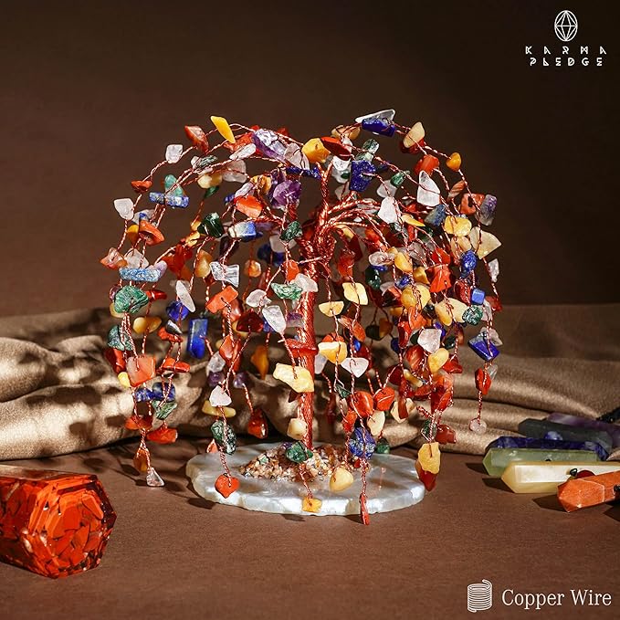7 Chakra Healing Crystal Tree of Life, Home and Office Desk D챕cor, Feng Shui Money Bonsai Trees for Postive Energy, Wealth, Good Luck, Protection, Reiki Healing Crystals and Stones, Spiritual Gifts