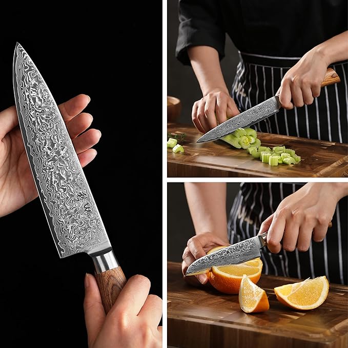 Wakoli EDIB Pro 6-Piece Damascus Knife Set ??Professional Chef Knives Set with VG10 Core Blades, 67-Layer Damascus Steel and Ergonomic Pakkawood Handles ??Premium Kitchen Knives in Elegant Gift Box