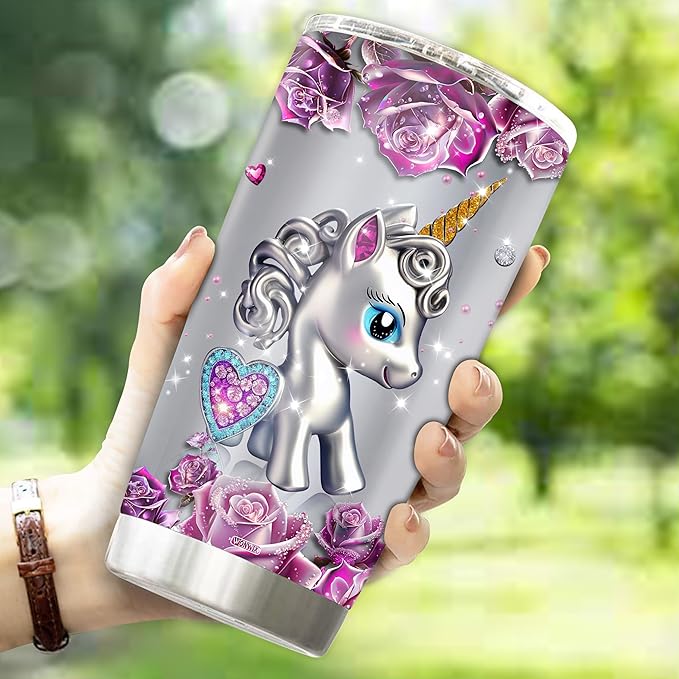 WONWIX Personalized Unicorn Gifts for Adult Women Insulated Stainless Steel Tumbler Mug Cup Water Bottle Unique Gift for Mom Wife Daughter Funny Unicorns Christmas Birthday Mother's Day Valentine