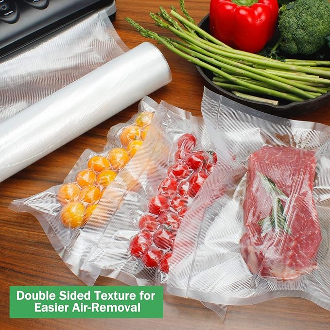 Vacuum Sealer Bags Rolls (2-Pack), 8??X 50??Heavy Duty Commercial Grade Embossed Bags for Food Preservation Freezer Sous Vide Cooking(Total 100 Feet)