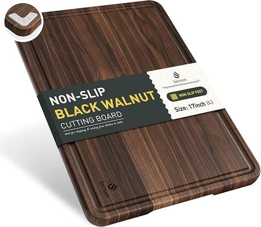 Cutting Board Wood Chopping Board Double Sided Charcuterie Boards Serving Board Kitchen Essential House Warming Hostess Host Gift Serving Tray for Christmas Wedding Birthday Anniversary Midnight Black