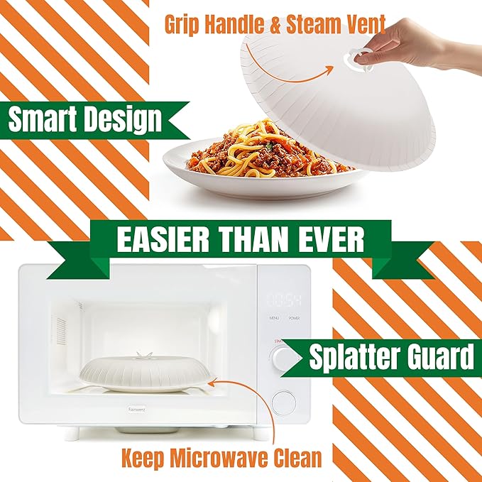 Disposable Microwave Splatter Cover,10 Inch,Paper Microwave Cover for Food,BPA Free & Non-Toxic Splatter Guard for Heating Food,50 Pack