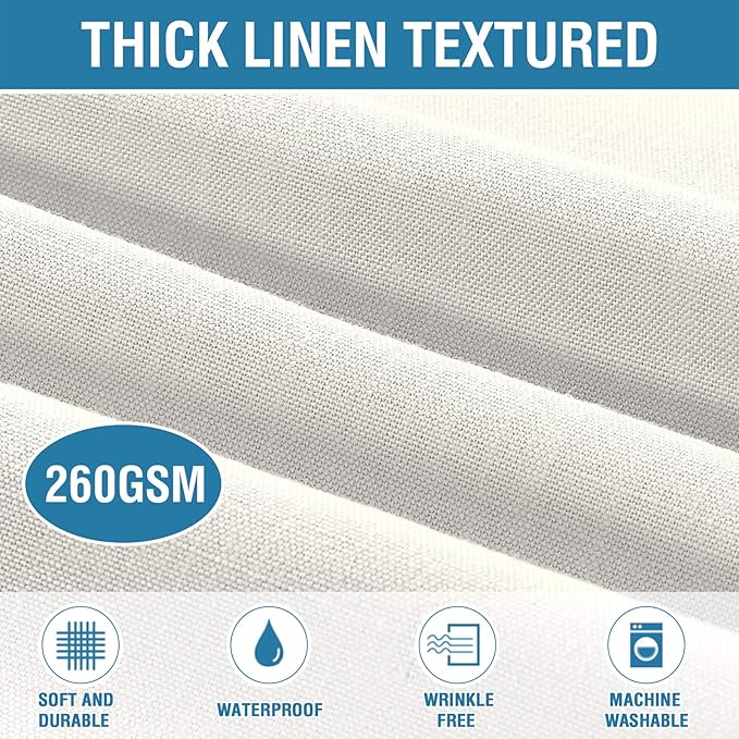 H.VERSAILTEX Linen Textured Table Cloths 60 x 84 Inch Premium Solid Tablecloth Spill-Proof Waterproof Table Cover for Dining Buffet Feature Extra Soft and Thick Fabric Wrinkle Free, Ivory