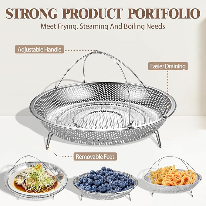 AOSION 11 Inch Nonstick Ceramic Deep Frying Pan Skille with Lid,5QT Saut챕 Pan for Cooking with Steam Rack,Healthy Large Skillet,Stay Cool Handle, Induction Compatible, PFOA & PFAS Free.(WHITE)
