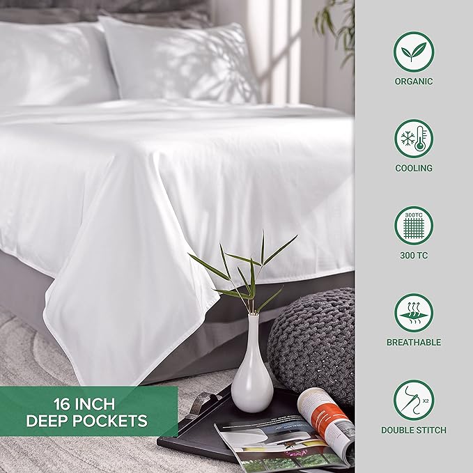 Pure Bamboo Twin Sheets, Genuine 100% Organic Viscose Derived from Bamboo Bed Sheet Set, Luxuriously Soft & Cooling, Double Stitching, 2 Year Quality Promise (Twin, Jacquard Stone)