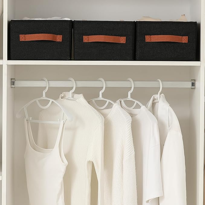 linen closet organizers and storage, 3 Pack Large Storage Baskets, Washable, Clothing Storage Bins with Handle, Closet Organizer for Storage Sweater,Sheets (Black, 16"x9쩍"x6쩐")