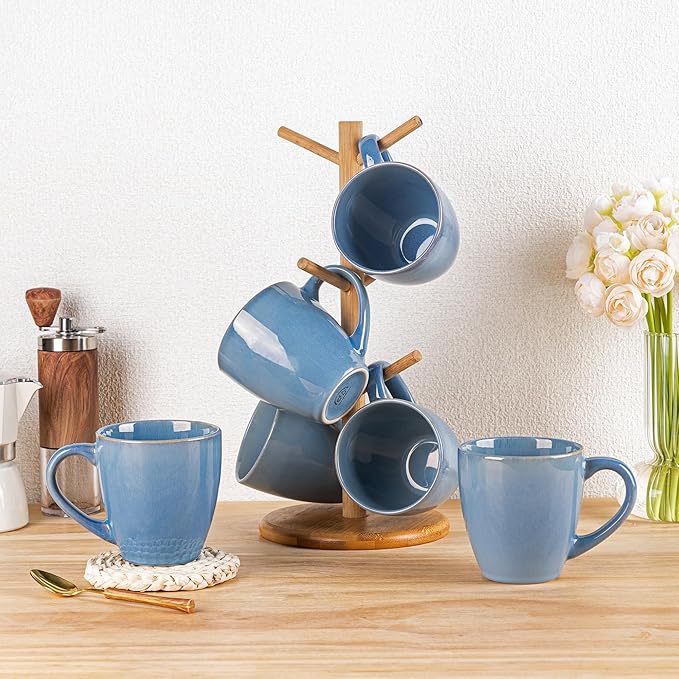 GBHOME Ceramic Coffee Mugs Set of 4, 12oz Stoneware Coffee Mugs Set For Dad Mom Women MEN, Light Weight Coffee Cups for Latte/Tea/Beer/Hot Cocoa, Dishwasher & Microwave Safe