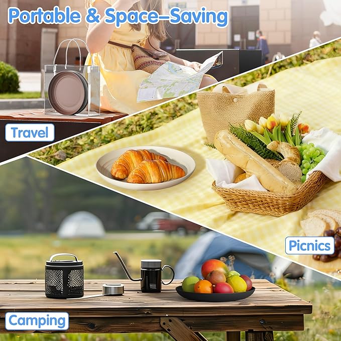 Quatish 10 PCS Unbreakable Reusable Plastic Plates,8 inch Dishwasher & Microwave Safe Dinner Plate, Easy-to-Clean Lightweight,Portable for Kitchen & Picnics Wheat Straw Plates（Brown）