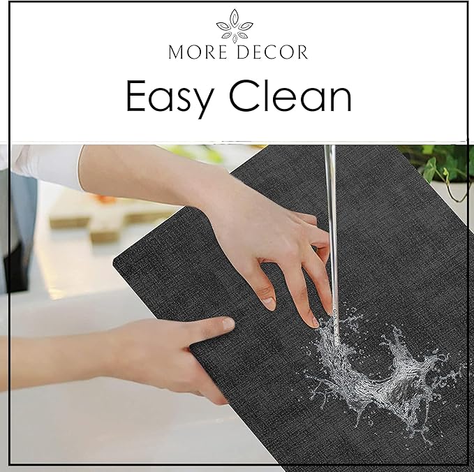More D챕cor Faux Leather Placemats Set of 4 for Dining Table ??Waterproof, Wipeable, Washable, Stain & Heat Resistant, Non-Slip Table Mats ??12 X 17 Inch, Dark Grey