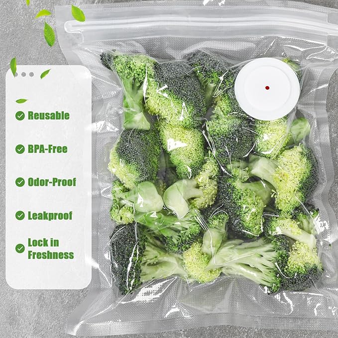 Vacuum Sealer Bags, 60 Pack Reusable BPA-Free Food Storage Bags | 30 Count 10x13 & 30 Count 8x10 Inches | Leakproof, Odorless for Freezer, Sous Vide, Meal Prep | Great for Home for Home Chefs