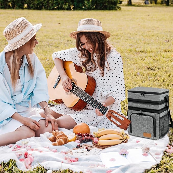 ZRSUN Insulated Lunch Bag for Women Men, Reusable 3 Layers Lunch Box Women, Expandable Reusable Water-resistant Lunch Box for Work Travel Office Picnic Hiking