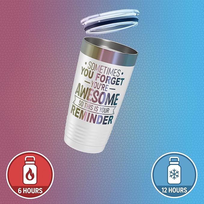Spotted Dog Company Inspirational Tumbler, Inspirational Gifts for Men Dad Father Wife Sister Women, Birthday For Him Her, You?셱e Awesome Tumbler, Teacher Coworker Gifts 20oz White Prism