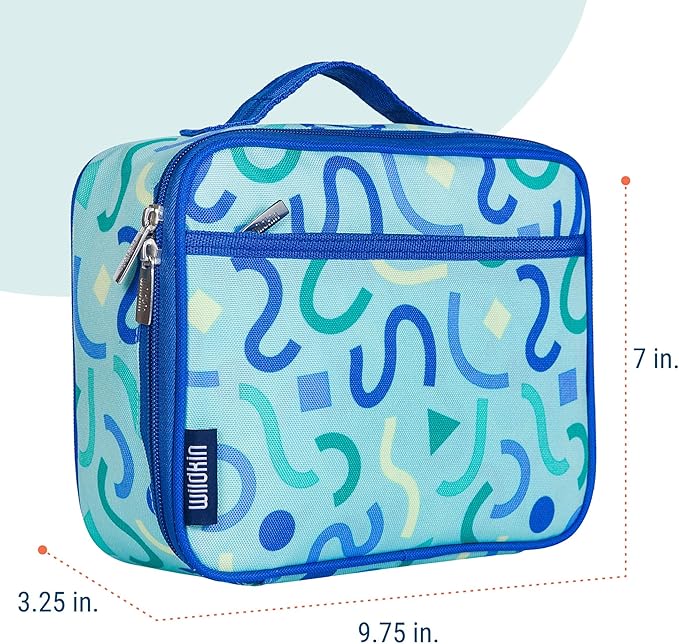 Wildkin Kids Insulated Lunch Box ??Durable and Reusable for School & Travel - Confetti Blue