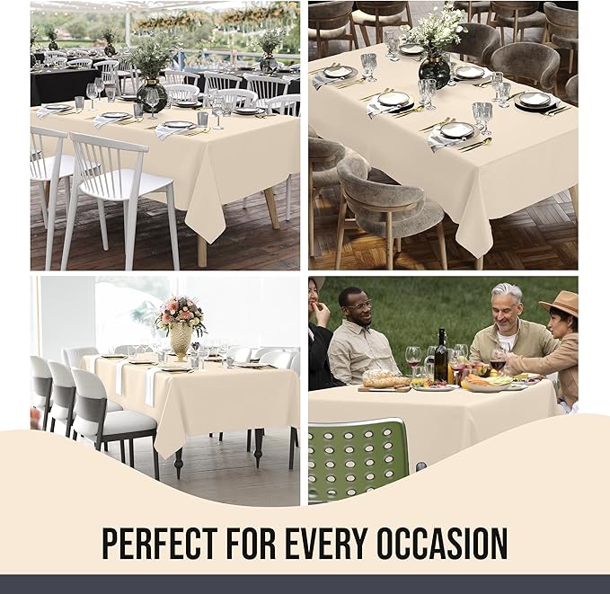 Party Solids 12-Pack Ivory Plastic Disposable Tablecloth ??Size: 60 횞 84 Inches ??Rectangle Table Cover for Parties, Picnics & Formal Events
