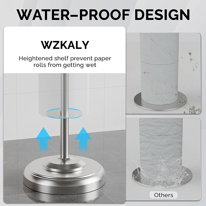 Toilet Paper Holder Stand with Storage ??4 Extra Rolls ?밄rushed Nickel Toilet Paper Holder for Bathroom ??Sturdy Base, Classic Retro Style, Space-Saving Bathroom Storage Organizer, Sliver