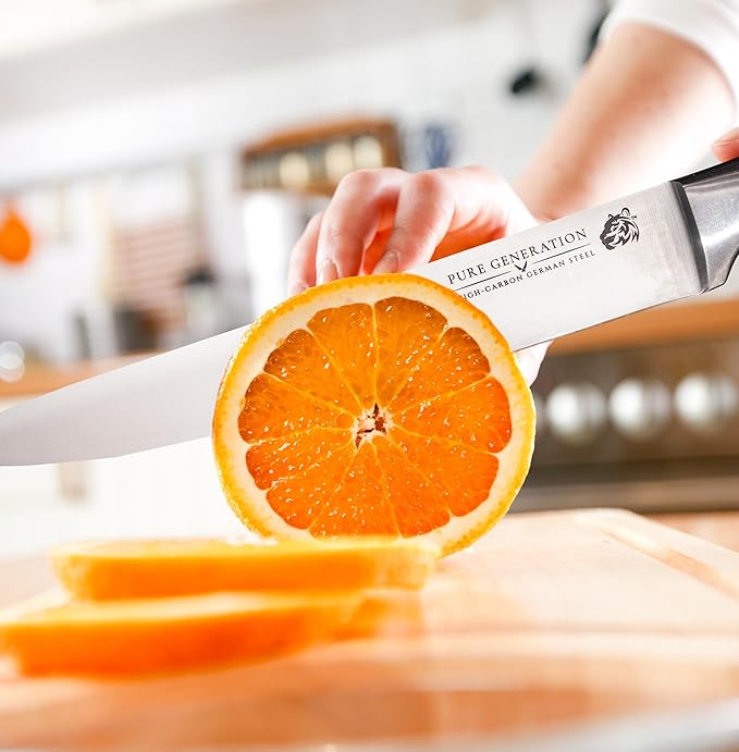 8" Carving Knife for Meat ??Butcher Knife, Razor Sharp German Steel Slicing Knife with Ergonomic Handle for Turkey, Ham, Fruits, and Meat Cutting