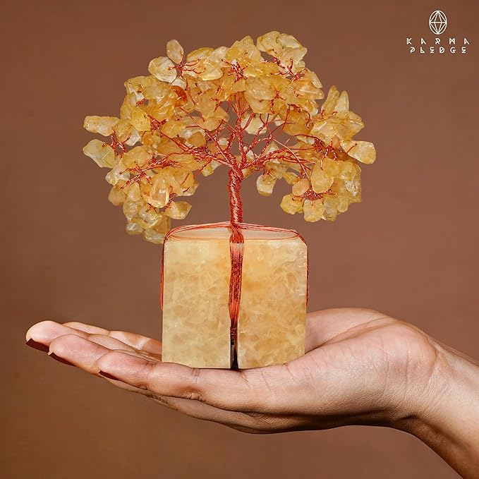 Crystal Tree for Birthday Gifts for Women, Handmade Raw Crystal Base Citrine Chakra Healing Crystal Tree of Life for Positive Energy, Money, Good Luck, Christmas D챕cor, Home and Office Decor